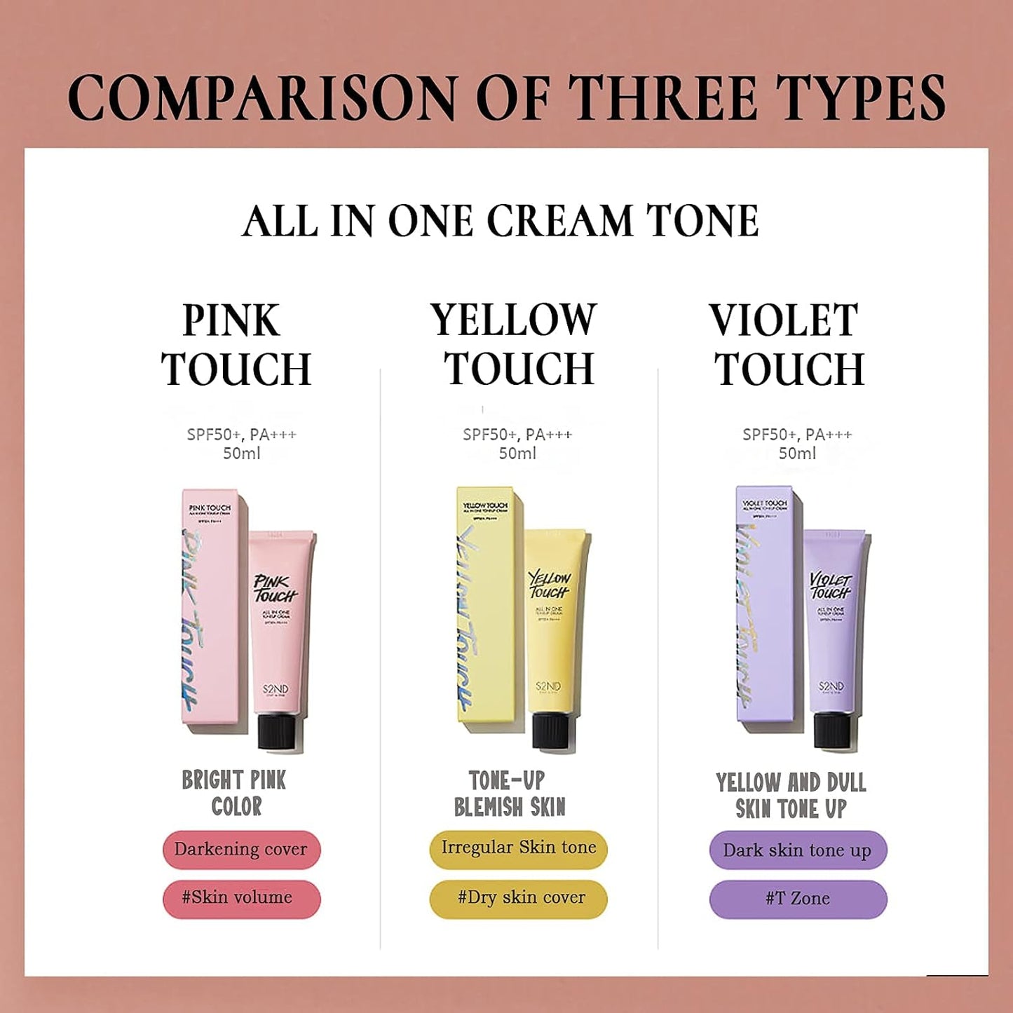 S2ND All In One Tone up Cream SPF50 Korean Cosmetic, Anti-aging Sun Cream