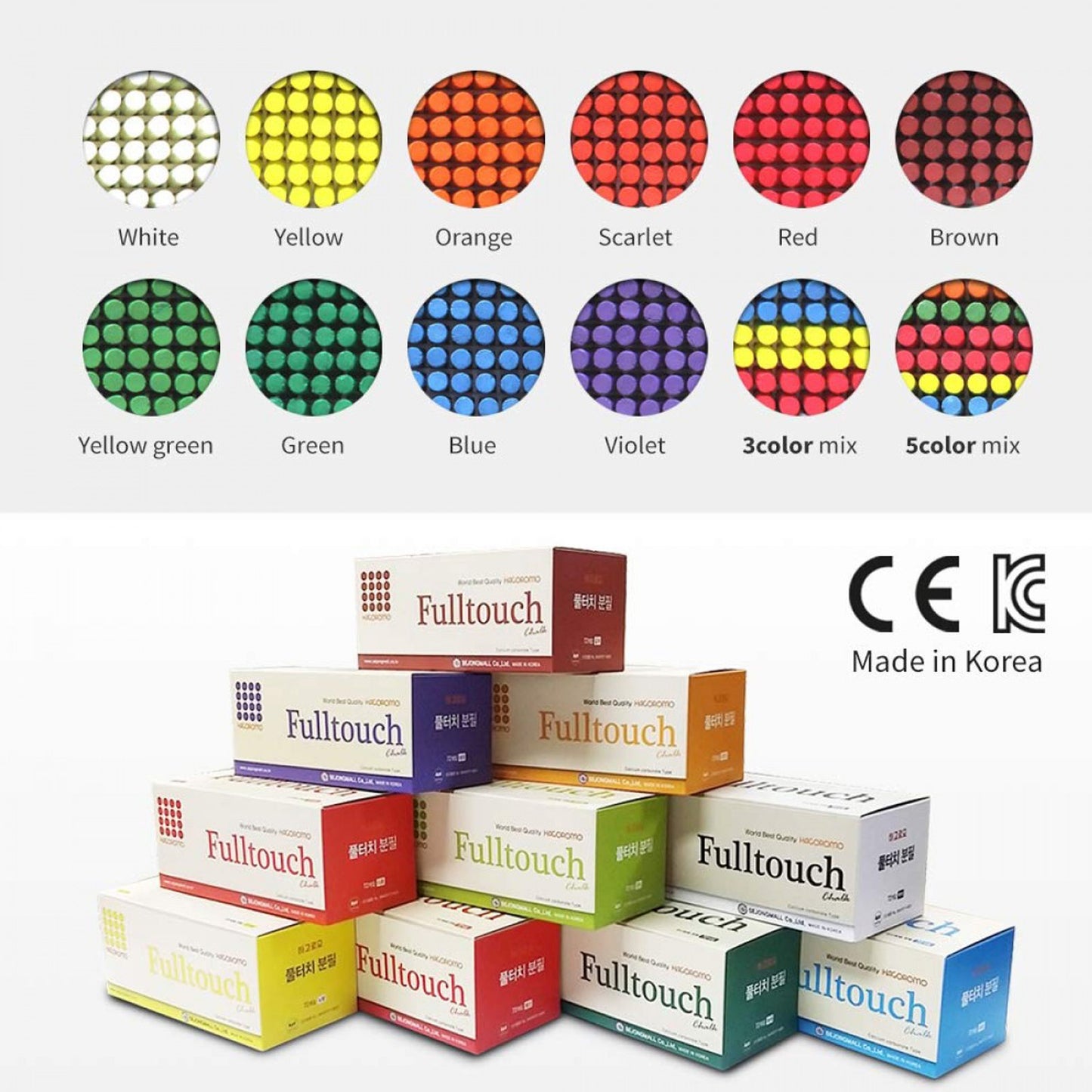 Hagoromo Fulltouch WHITE Chalk 72pcs Dust Free with Finest Calcium Carbonate