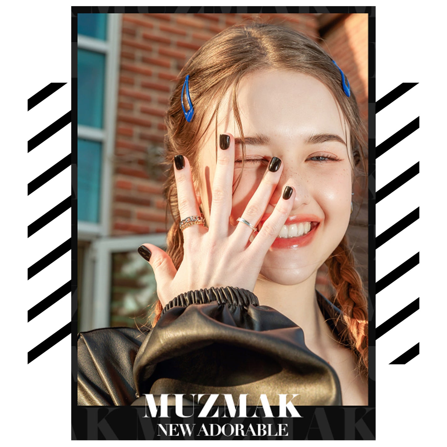 Muzmak ((Short Square) N Zero Black Nail) 36pcs Nail Art Pattern Sticker Set Semicure Nail