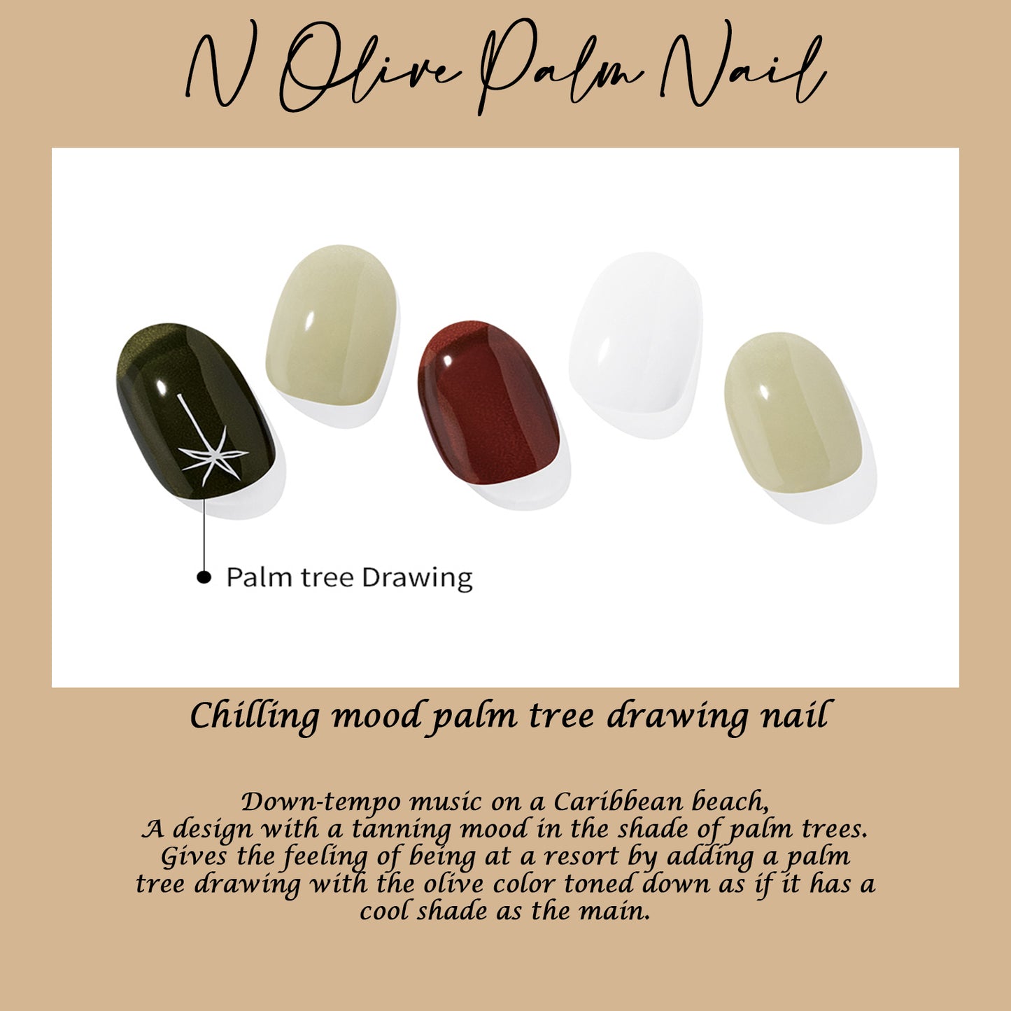 Ohora (N  Olive Palm Nail) 30pcs 16 Basic 14 Point Nail Art Pattern Sticker Set Semicure Nail
