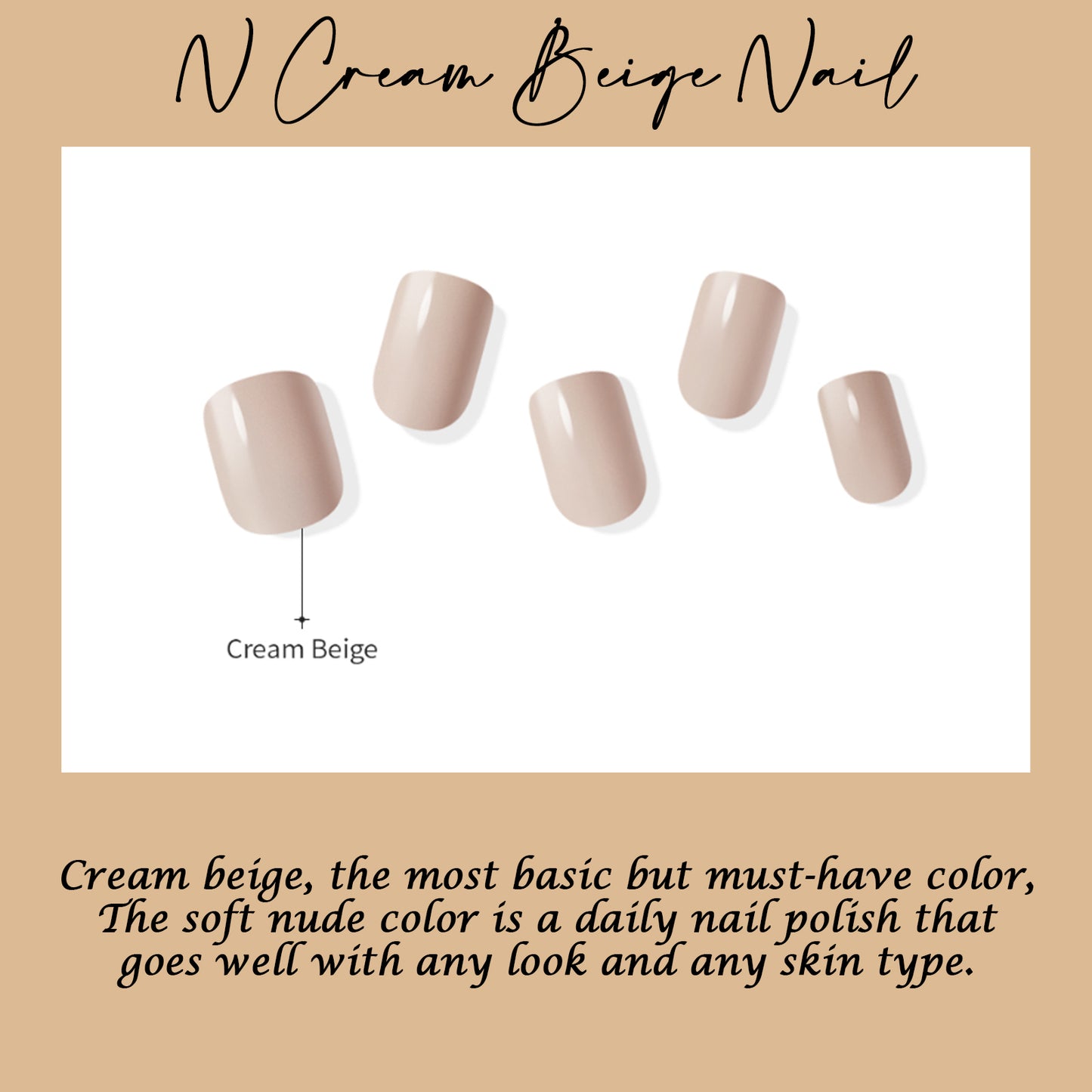 Muzmak (N Cream Beige (Regular Square) Nail) 36pcs Nail Art Pattern Sticker Set Semicure Nail