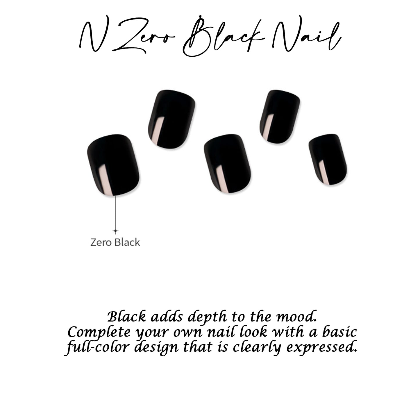 Muzmak ((Short Square) N Zero Black Nail) 36pcs Nail Art Pattern Sticker Set Semicure Nail