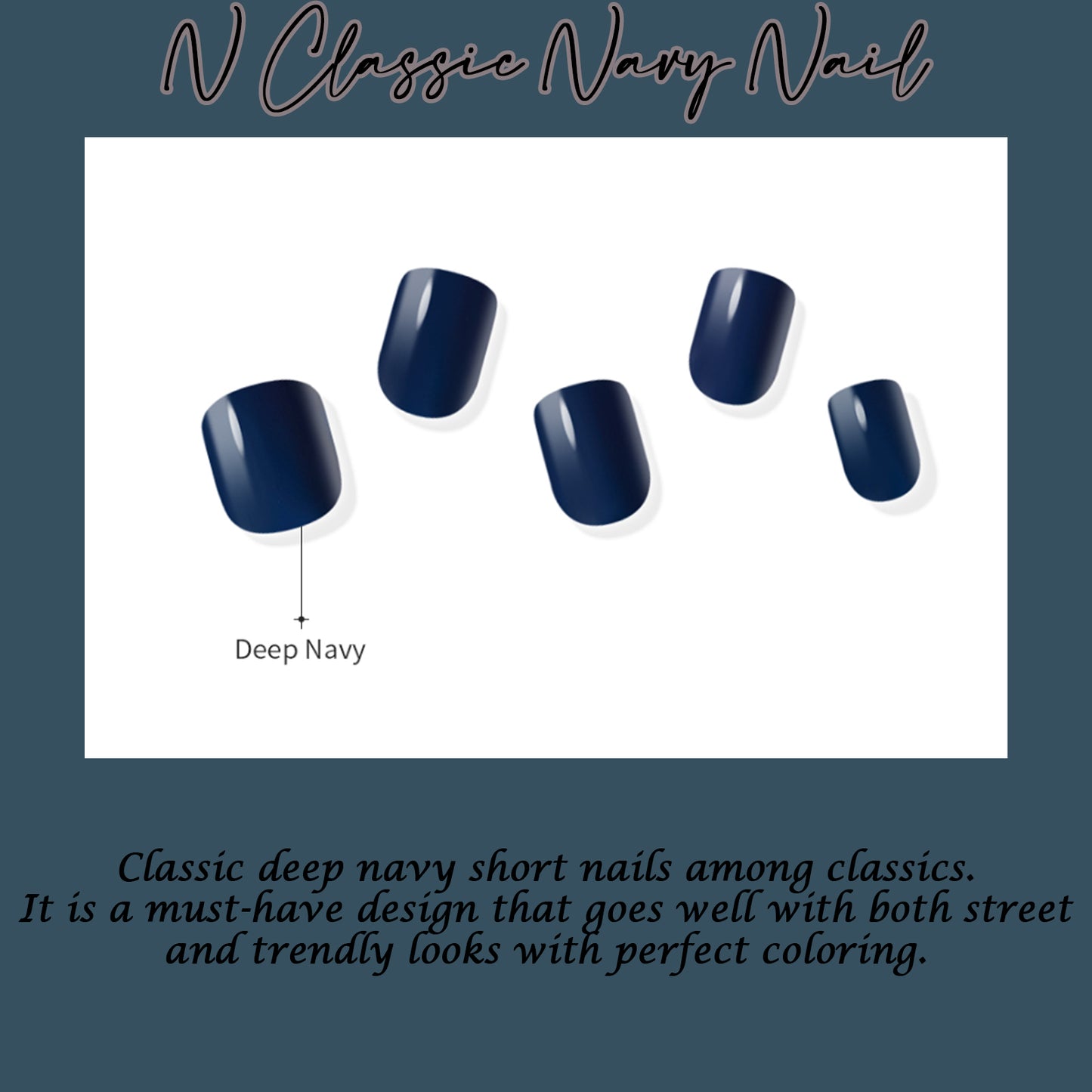 Muzmak (N Classic Navy Nail) 36pcs Nail Art Pattern Sticker Set Semicure Nail