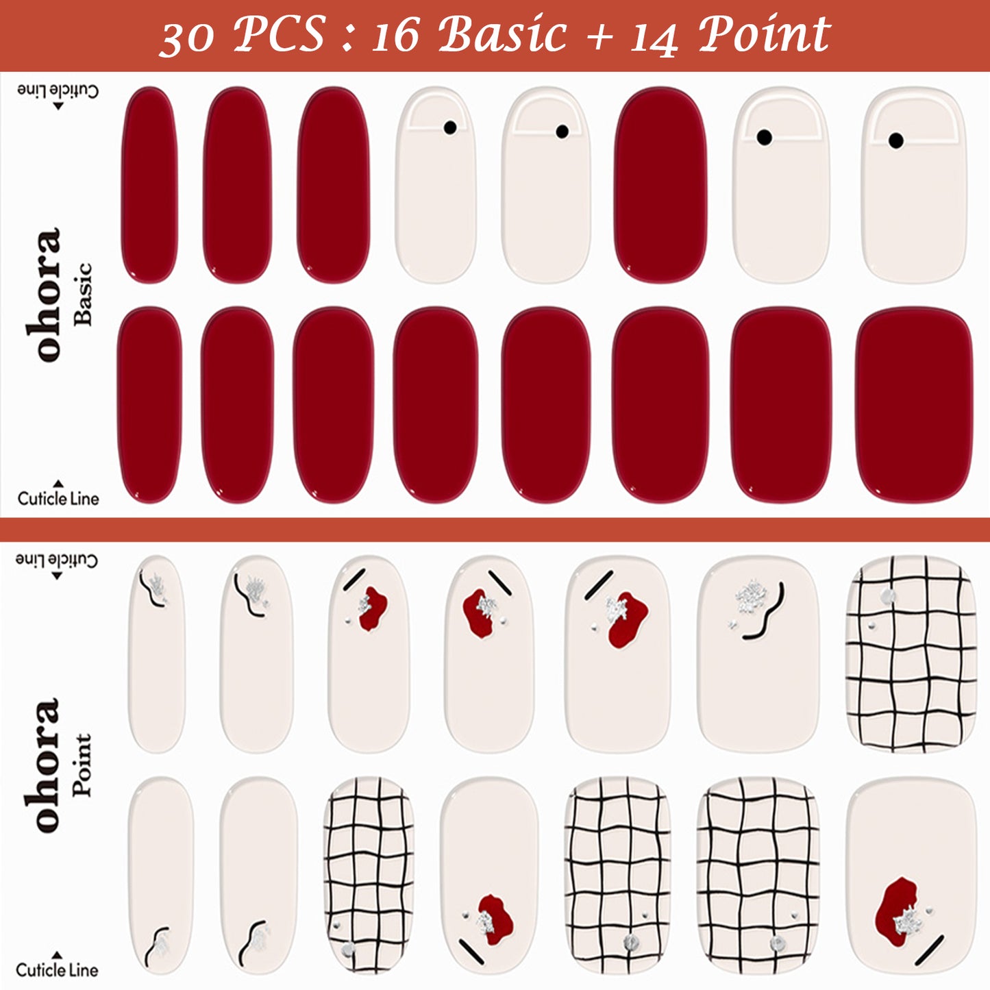 Ohora (N Incense Nail) 30pcs 16 Basic 14 Point Nail Art Pattern
