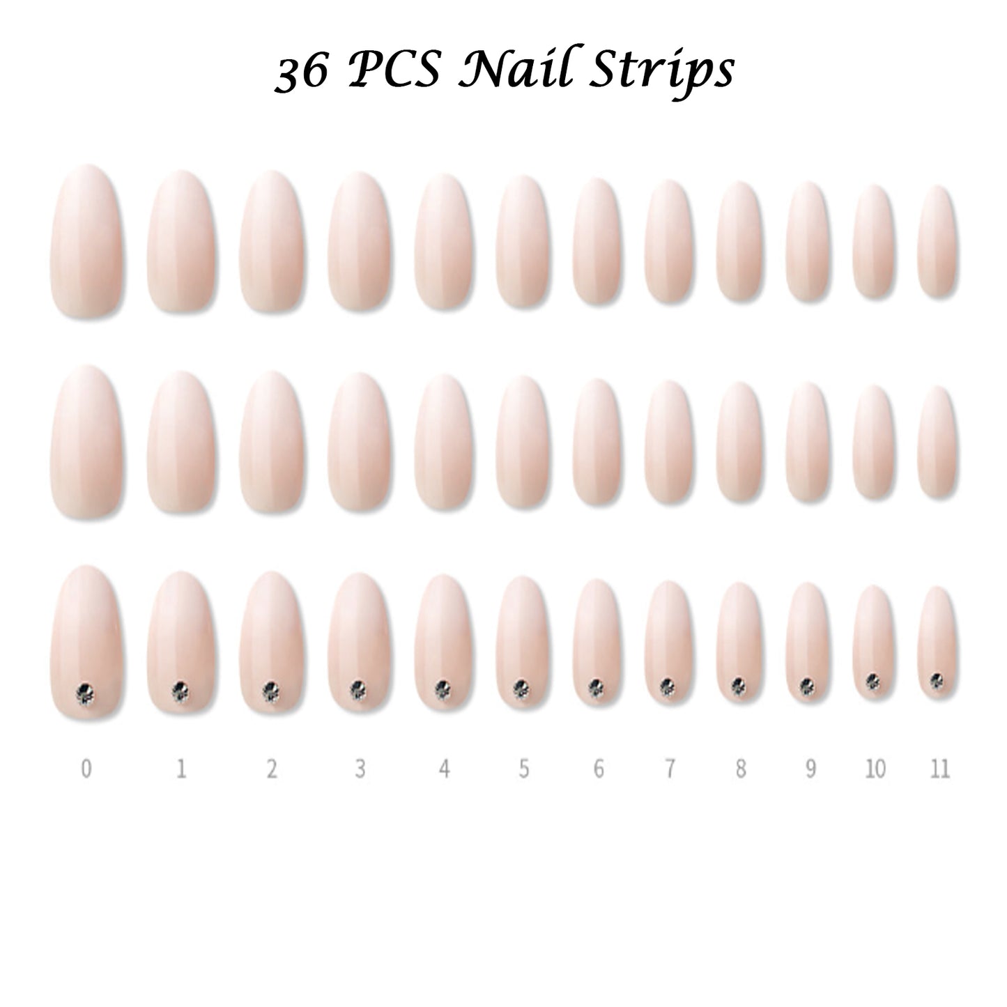 Muzmak (N White Shimmer W (Almond) Nail) 36pcs Nail Art Pattern Sticker Set Semicure Nail