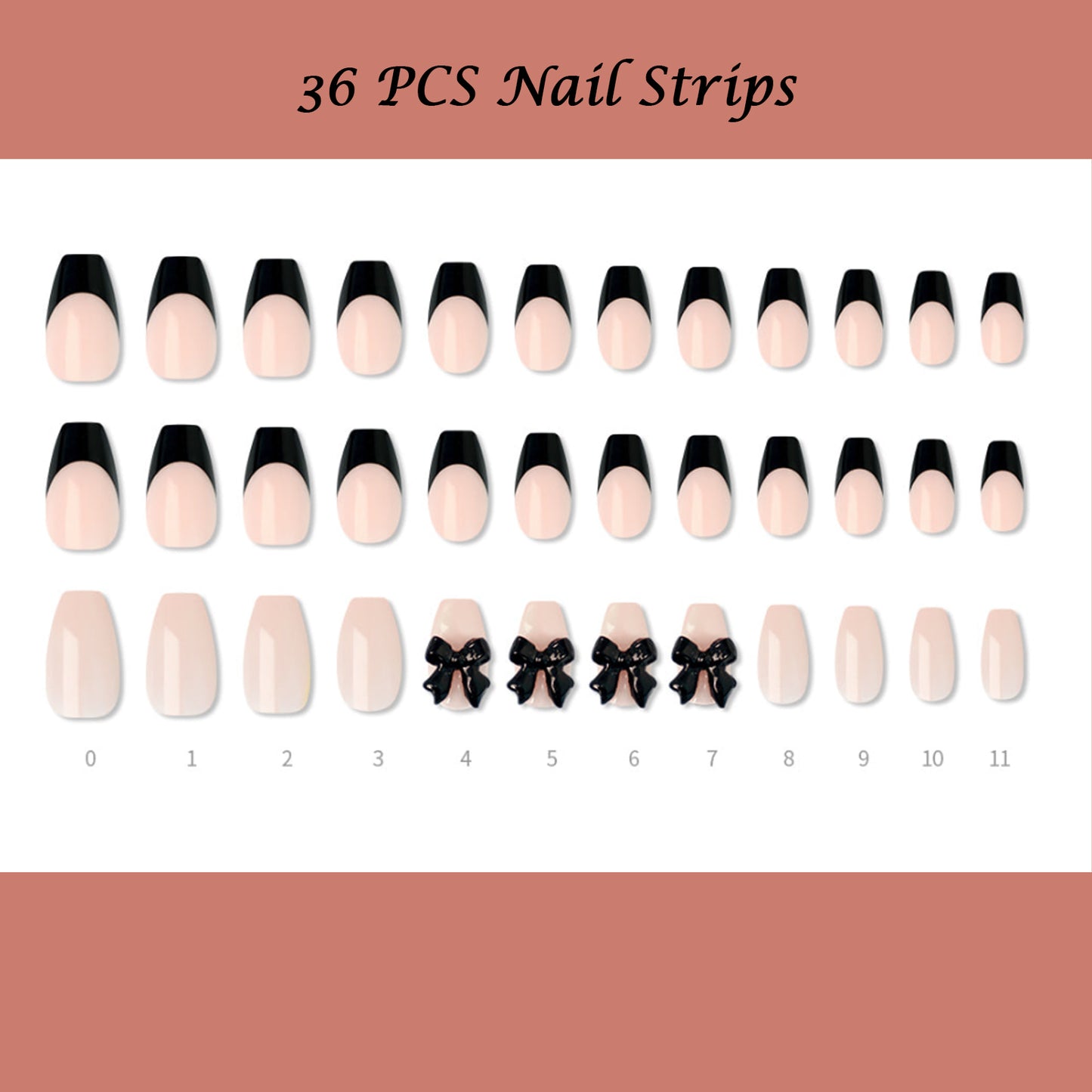 Muzmak ((Coffin) N Black Ribbon Nail) 36pcs Nail Art Pattern Sticker Set Semicure Nail