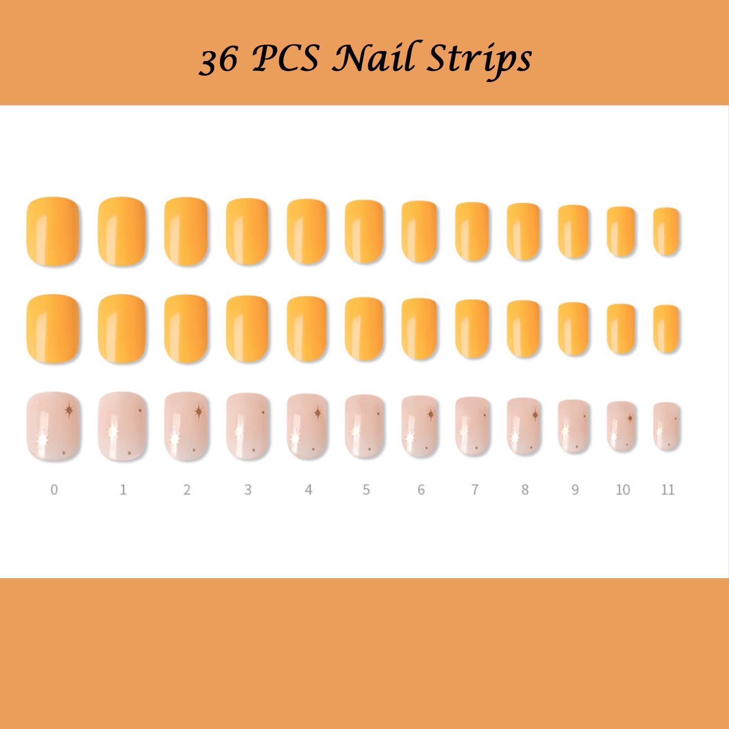 Muzmak ((Regular Square) N Starlight Nail) 36pcs Nail Art Pattern Sticker Set Semicure Nail