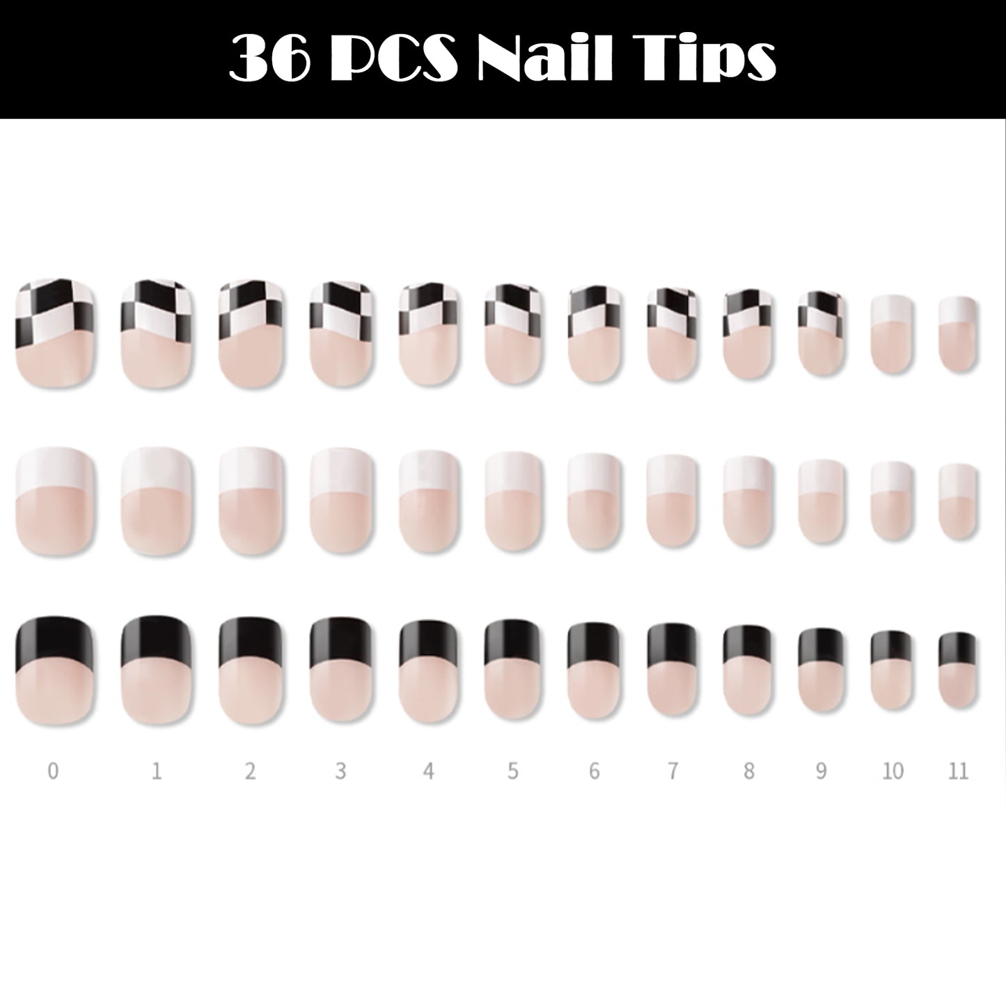 Muzmak (N Checkerborad Wave (Regular Square) Nail) 36pcs Nail Art Pattern