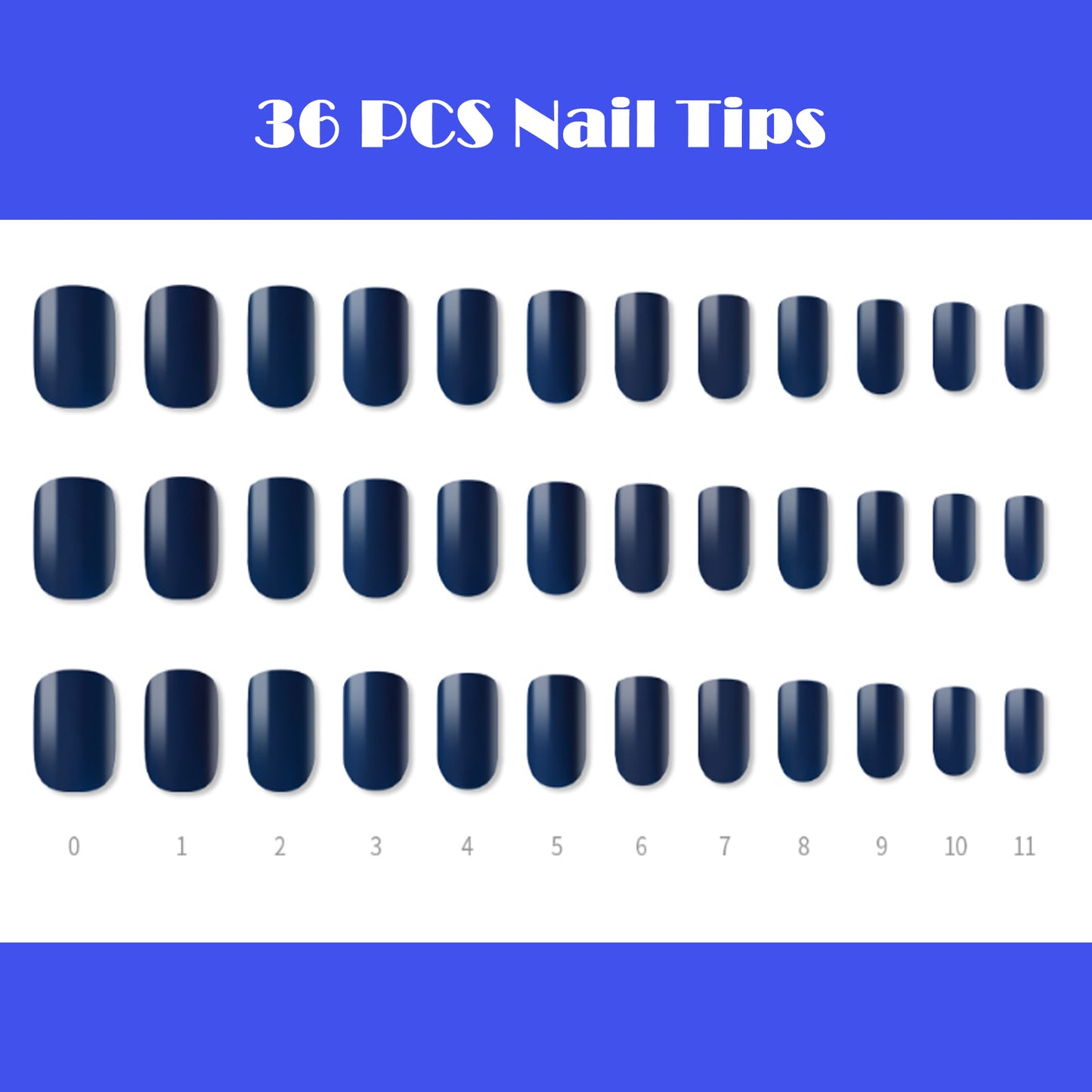 Muzmak (N Classic Navy (Regular Square) Nail) 36pcs Nail Art Pattern Sticker Set Semicure Nail