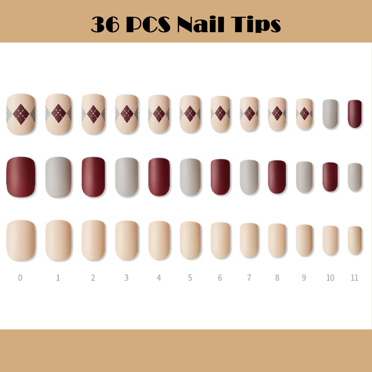 Muzmak ((Regular Square) N Argyle Sweater Nail) 36pcs Nail Art Pattern Sticker Set Semicure Nail