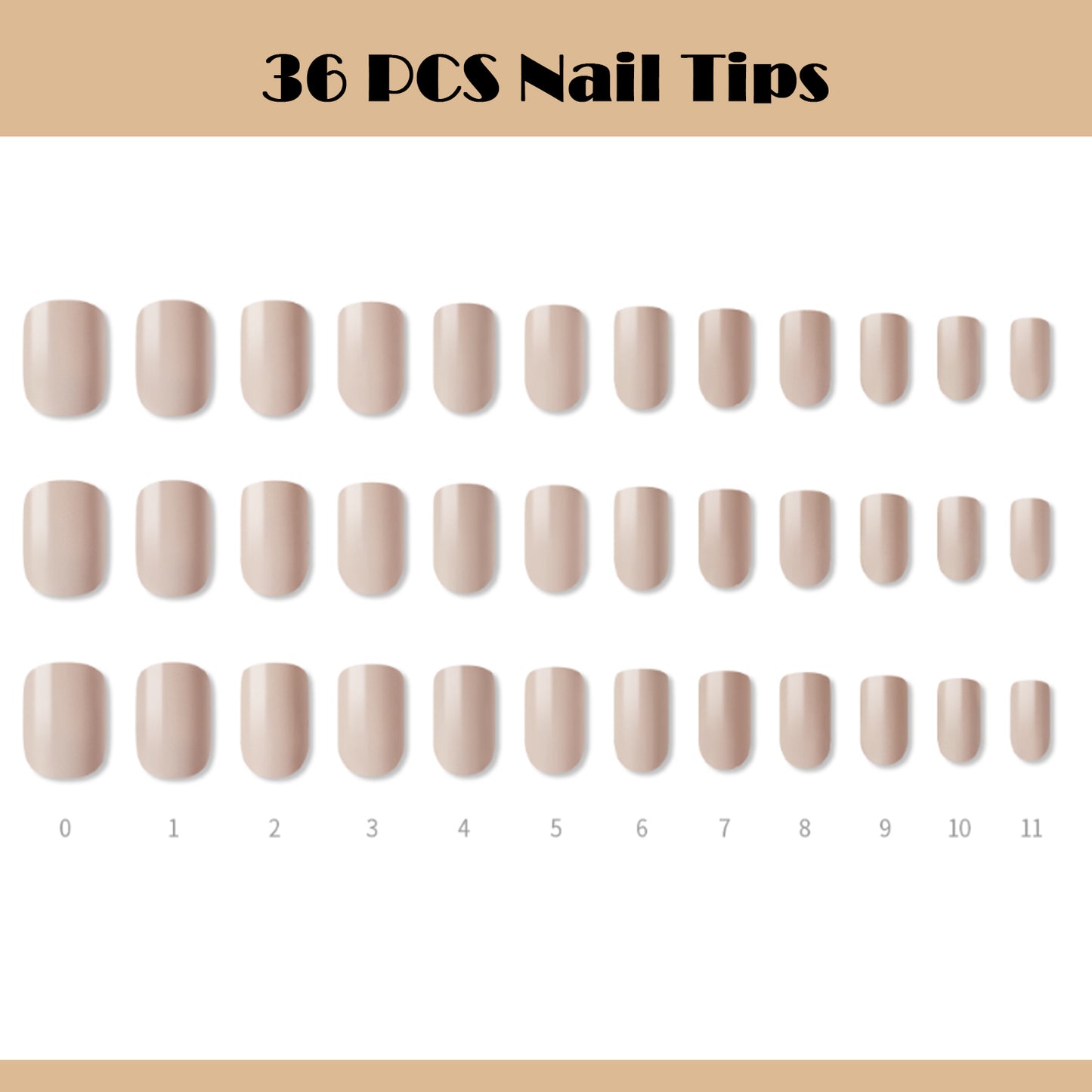 Muzmak (N Cream Beige (Regular Square) Nail) 36pcs Nail Art Pattern Sticker Set Semicure Nail