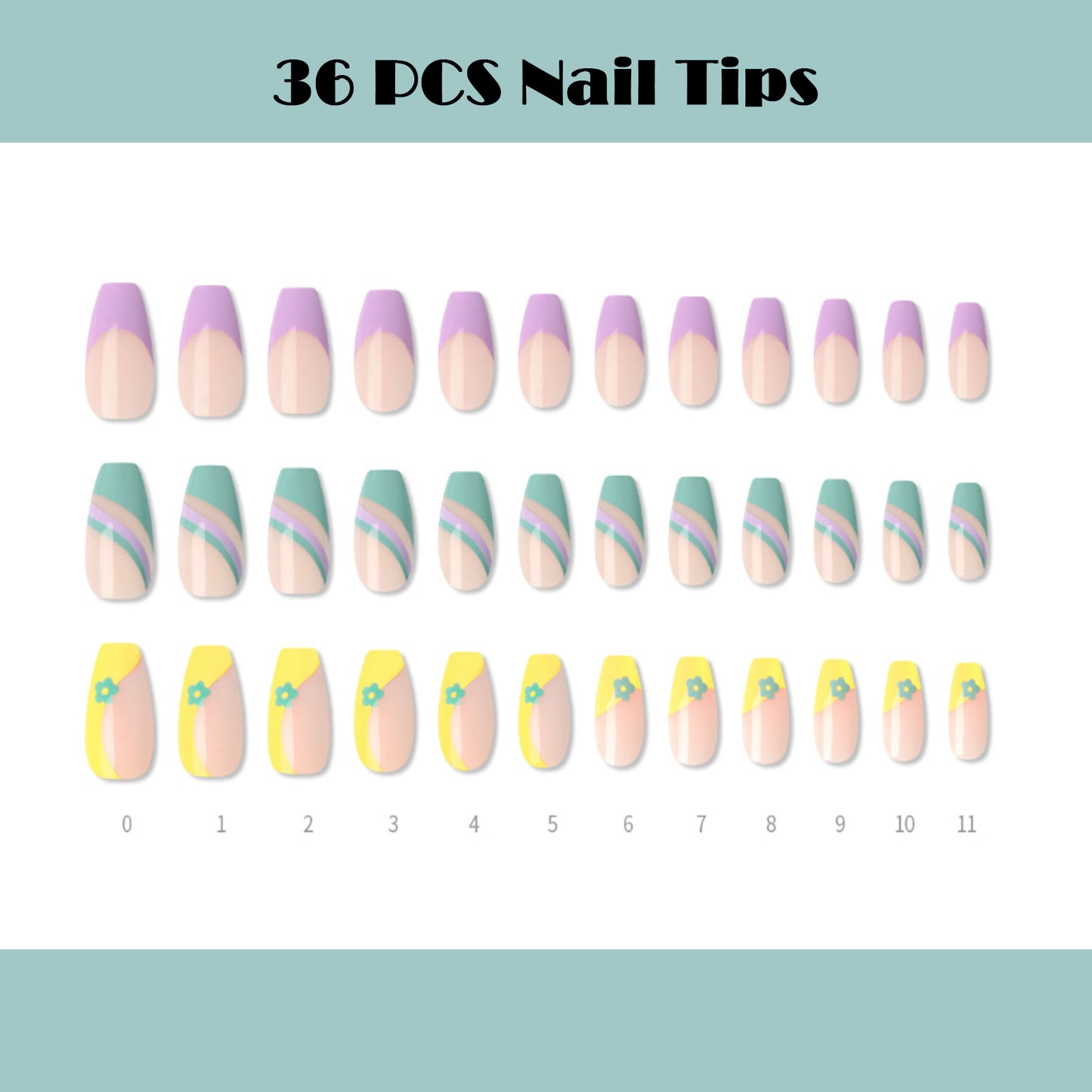 Muzmak (N 2022 Unique Flower Nail) 36pcs Nail Art Pattern Sticker Set Semicure Nail