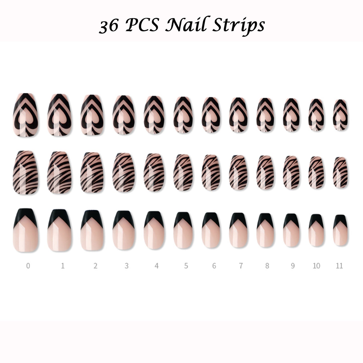 Muzmak (N Awesome Zebra Nail) 36pcs Nail Art Pattern Sticker Set Semicure Nail