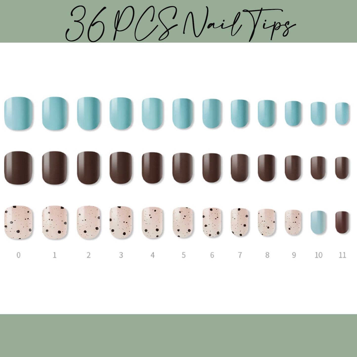 Muzmak (N Mint Chocolate (Short Square) Nail) 36pcs Nail Art Pattern