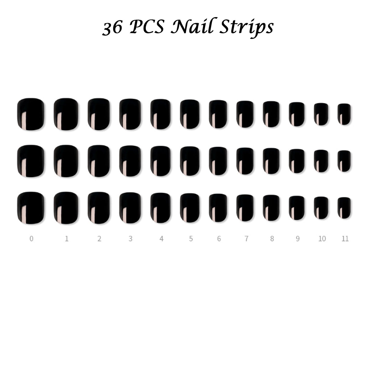 Muzmak ((Short Square) N Zero Black Nail) 36pcs Nail Art Pattern Sticker Set Semicure Nail