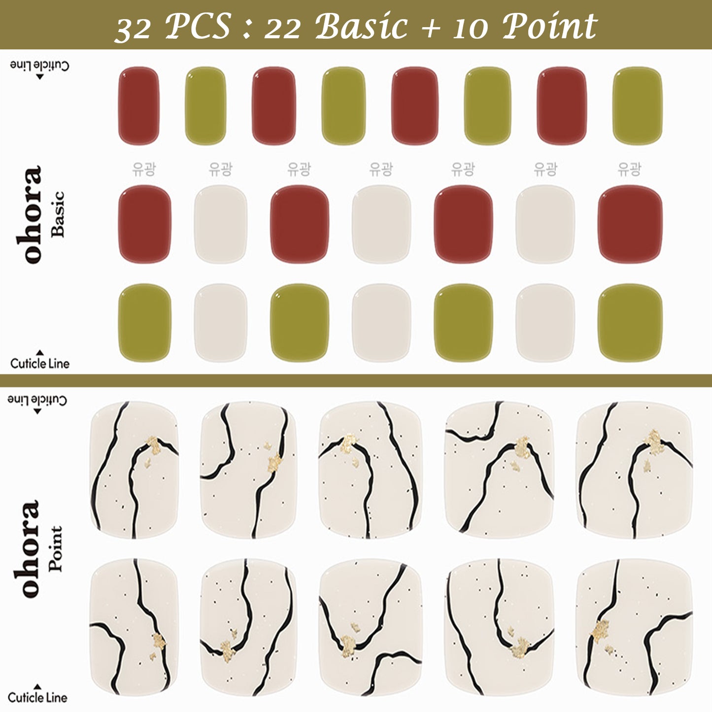 Ohora (P Sonata Pedi) 32pcs 22 Basic 10 Point Nail Art Pattern