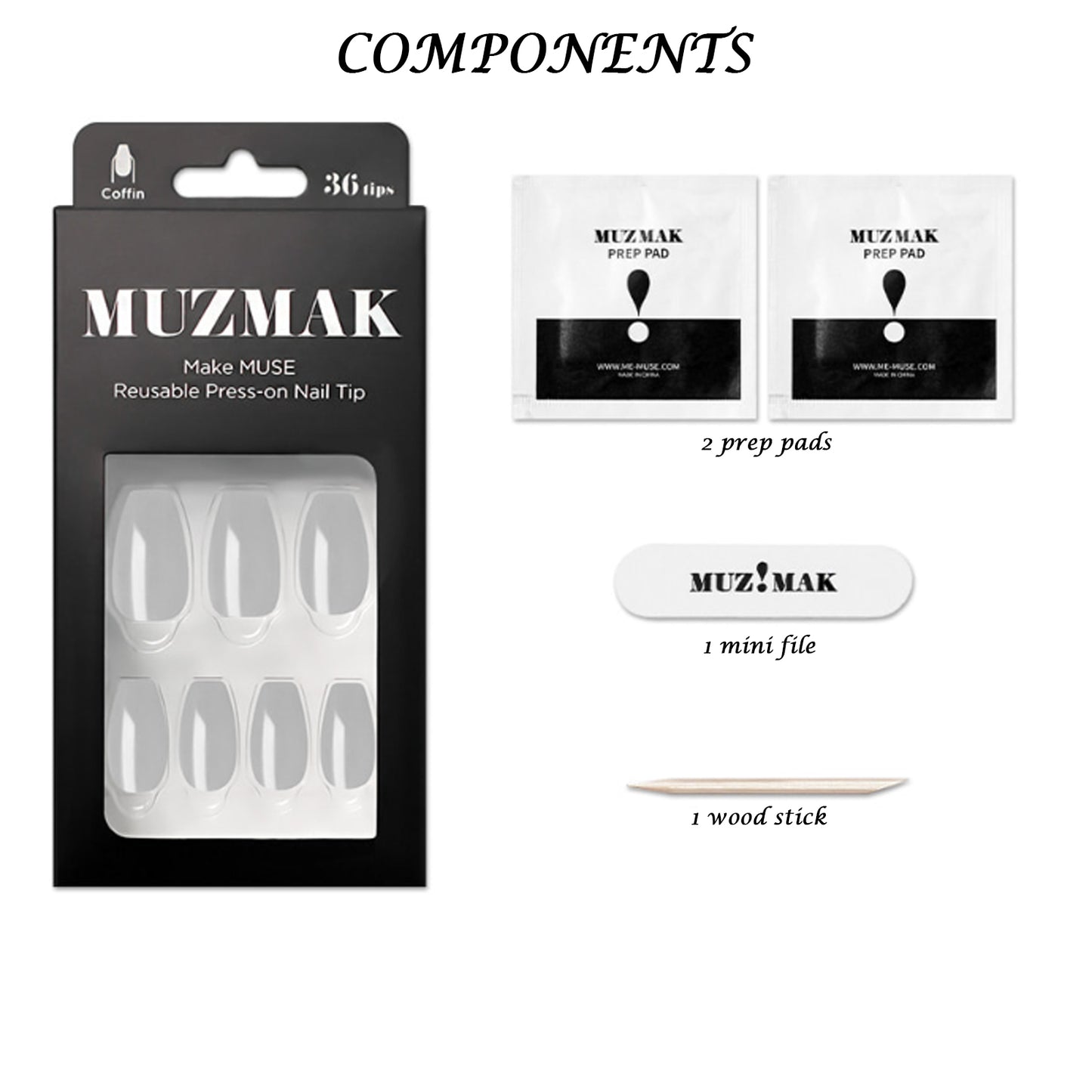 Muzmak ((Coffin) N Cool Gray Nail) 36pcs Nail Art Pattern Sticker Set Semicure Nail