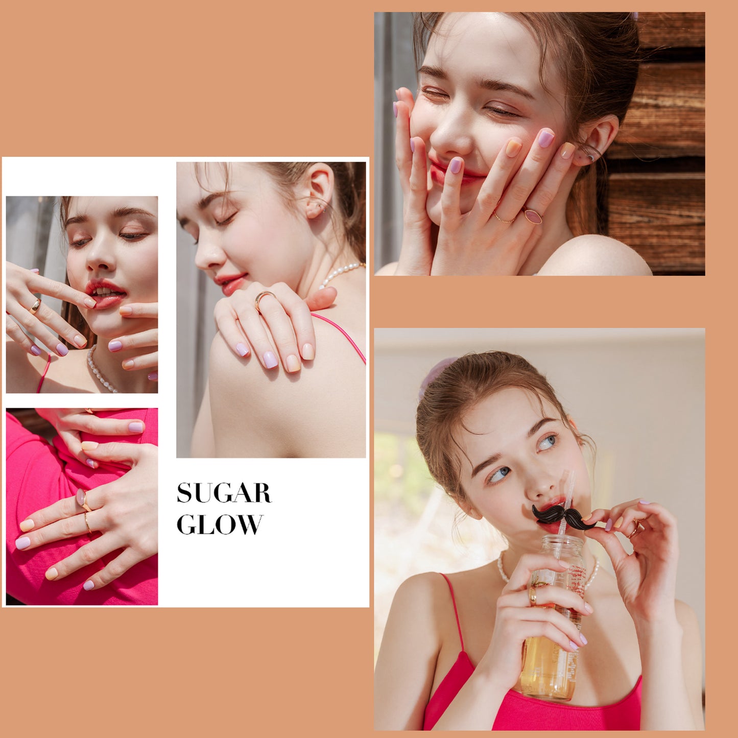 Muzmak ((Short Square) N Sugar Glow Nail) 36pcs Nail Art Pattern Sticker Set Semicure Nail