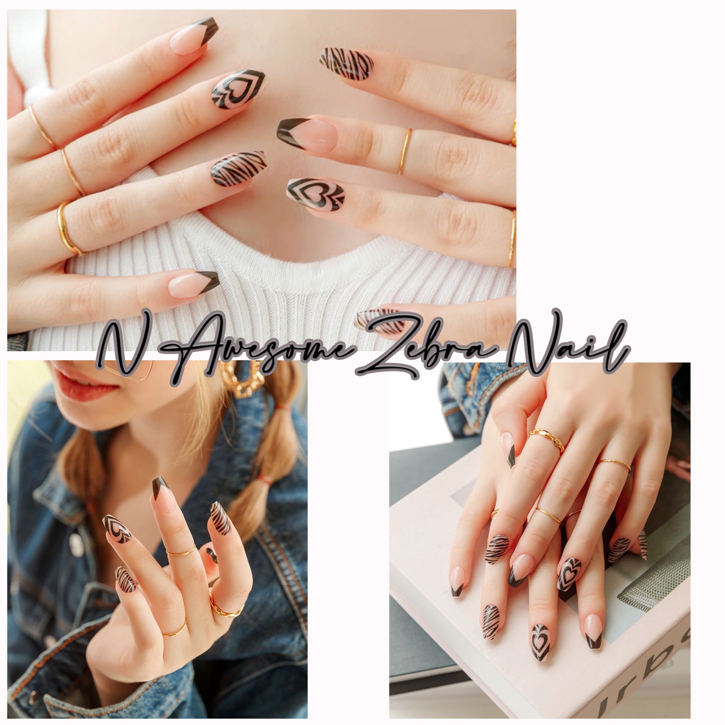 Muzmak (N Awesome Zebra Nail) 36pcs Nail Art Pattern Sticker Set Semicure Nail