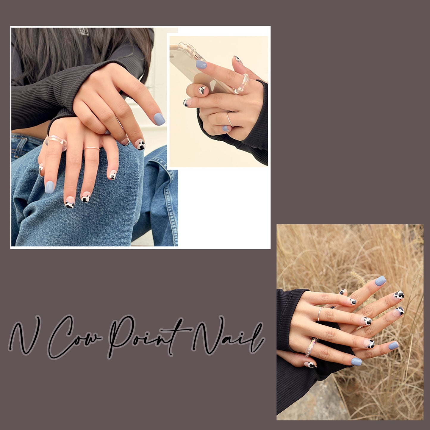 Muzmak (N Cow Point Nail) 36pcs Nail Art Pattern Sticker Set Semicure Nail