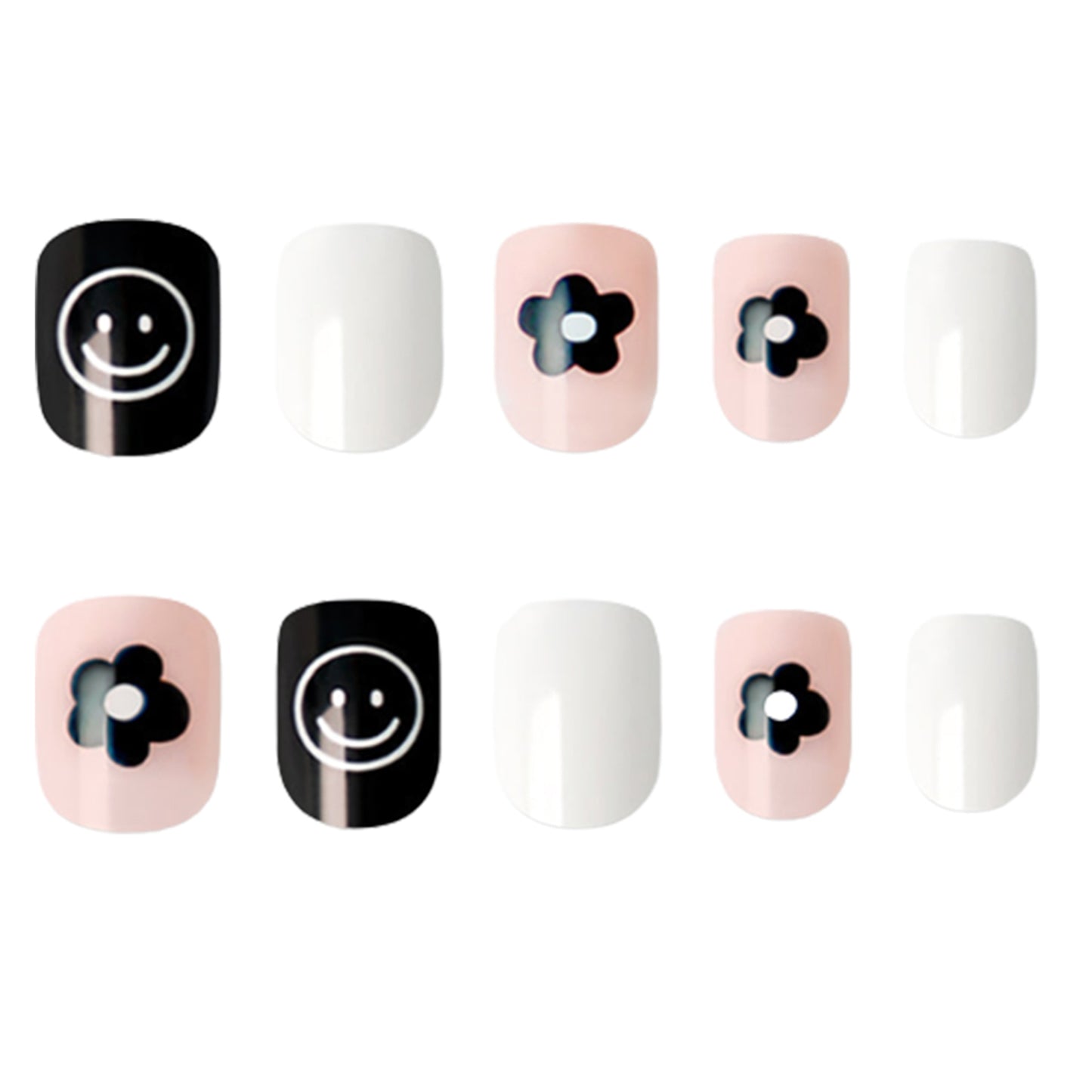 Muzmak ((Short Square) N Smile Flower Nail) 36pcs Nail Art Pattern Sticker Set Semicure Nail