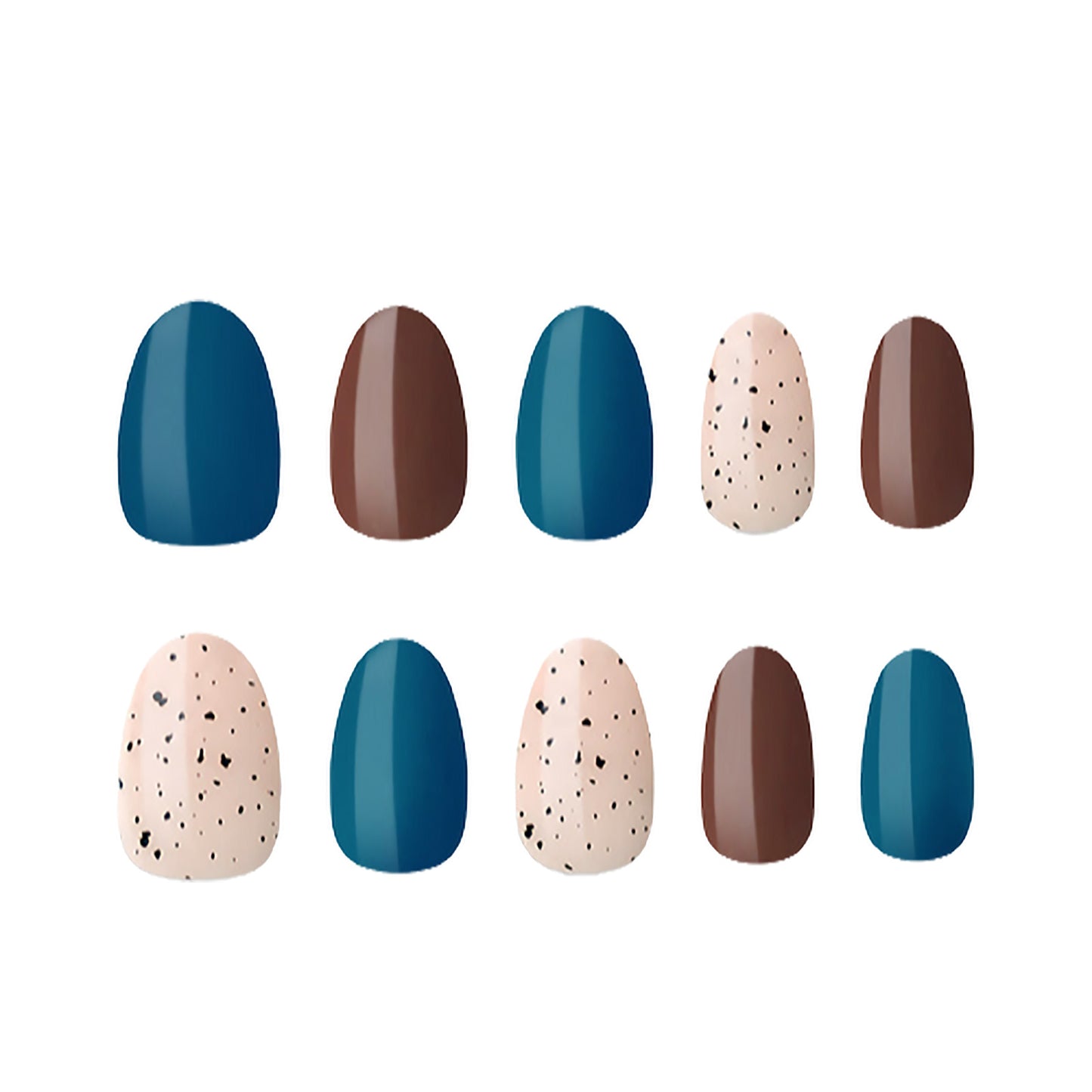 Muzmak ((Almond) N Blue Green Chips Nail) 36pcs Nail Art Pattern Sticker Set Semicure Nail